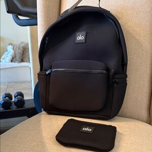 ALO Yoga Sleek Black Backpack with Matching Pouch